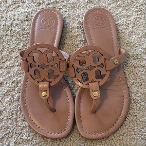 Tory Burch Miller Tan Logo Sandals
